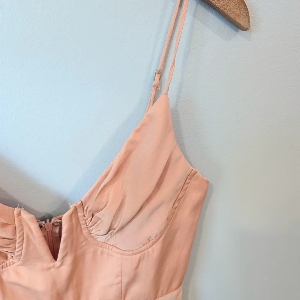Here Comes The Sun Peach Sleeveless Spaghetti Strap Slip Dress Size Medium - Picture 3 of 11